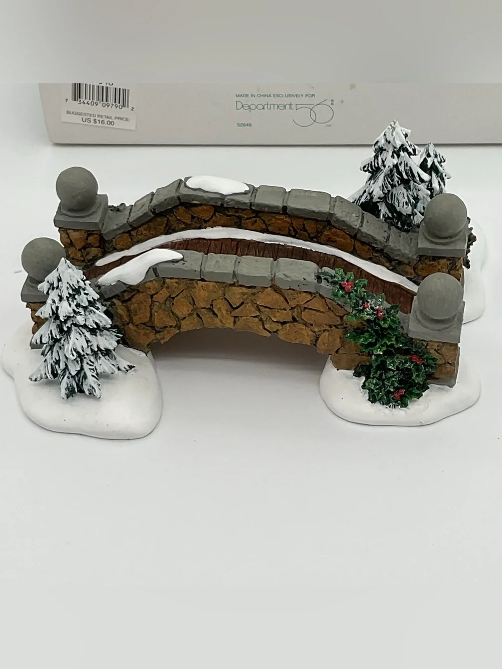 Department 56 Stone Footbridge with Brown Stones and Green Foliage